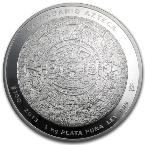 2013 Mexico 1 kilo Silver Aztec Calendar PL70 NGC Mexican Silver